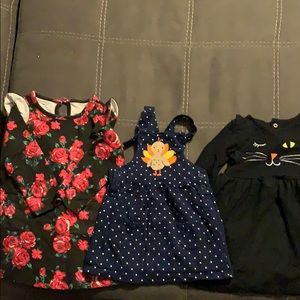 Lot of 3 dresses.Carter’s, Tough Skins. 18 month